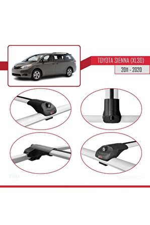 Toyota Sienna (XL30) 2011-2020 Arası ile uyumlu ACE-1 Ara Atkı Tavan Barı GRİ