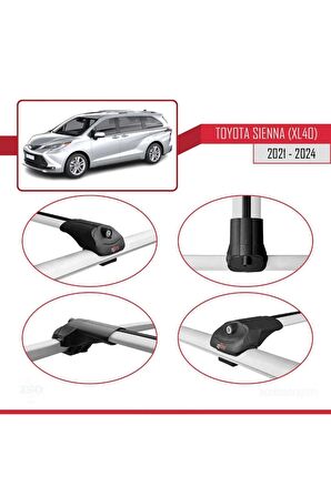 Toyota Sienna (XL40) 2021 ve Sonrası ile uyumlu ACE-1 Ara Atkı Tavan Barı GRİ
