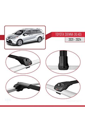 Toyota Sienna (XL40) 2021 ve Sonrası ile uyumlu ACE-1 Ara Atkı Tavan Barı SİYAH