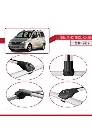 Toyota Yaris Verso (XP20) 2000-2005 Arası ile uyumlu ACE-1 Ara Atkı Tavan Barı GRİ