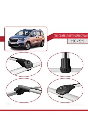 Opel Combo (E) Life PASSENGERVAN 2019-2023 Arası ile uyumlu ACE-1 Ara Atkı Tavan Barı GRİ
