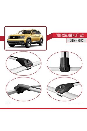 Volkswagen Atlas 2018-2023 ile uyumlu ACE-1 Ara Atkı Tavan Barı GRİ