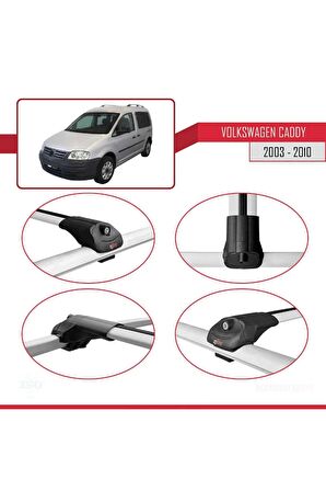 Volkswagen Caddy 2003-2010 Arası ile uyumlu ACE-1 Ara Atkı Tavan Barı GRİ