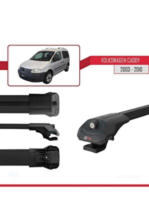 Volkswagen Caddy 2003-2010 Arası ile uyumlu ACE-1 Ara Atkı Tavan Barı SİYAH