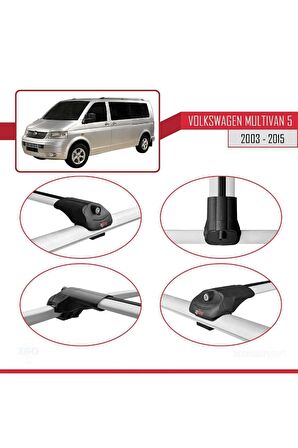 Volkswagen Multivan (T5) 2003-2015 Arası ile uyumlu ACE-1 Ara Atkı Tavan Barı GRİ