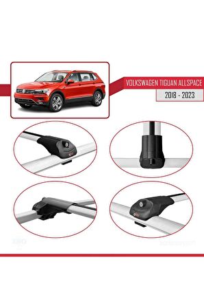 VW Tiguan Allspace 2018-2023 Arası ile uyumlu ACE-1 Ara Atkı Tavan Barı GRİ