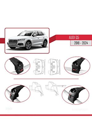 Audi Q5  2018 ve Sonrası ile uyumlu ACE-2 Ara Atkı Tavan Barı SİYAH