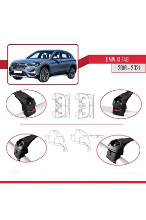 BMW X1 F48 2016-2022 Arası ile uyumlu ACE-2 Ara Atkı Tavan Barı SİYAH
