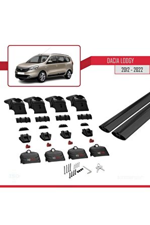 Dacia Lodgy 2012-2022 Arası ile uyumlu ACE-2 Ara Atkı Tavan Barı SİYAH