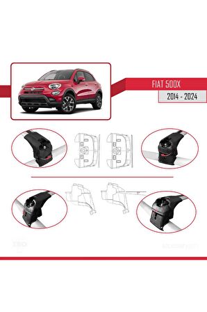 Fiat 500X 2014 ve Sonrası ile uyumlu ACE-2 Ara Atkı Tavan Barı GRİ