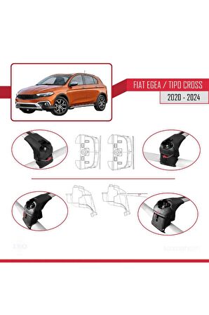 Fiat EGEA CROSS 2020 2021 2022 2023 2024 ACE-2 UYUMLU  Ara Atkı Tavan Barı GRİ