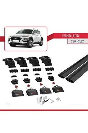 Hyundai Kona 2017-2022 Arası ile uyumlu ACE-2 Ara Atkı Tavan Barı SİYAH