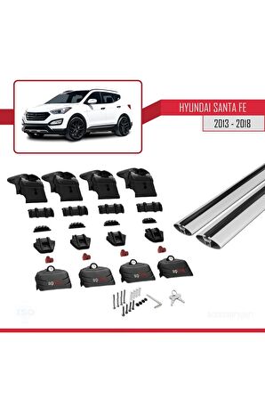 Hyundai Santa Fe 2013-2018 Arası ile uyumlu ACE-2 Ara Atkı Tavan Barı GRİ