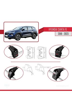 Hyundai Santa Fe  2019-2023 Arası ile uyumlu ACE-2 Ara Atkı Tavan Barı GRİ