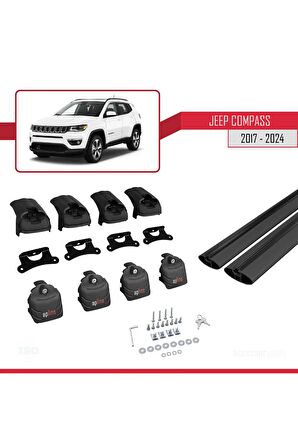 Jeep Compass 2017 ve Sonrası ile uyumlu ACE-2 Ara Atkı Tavan Barı SİYAH