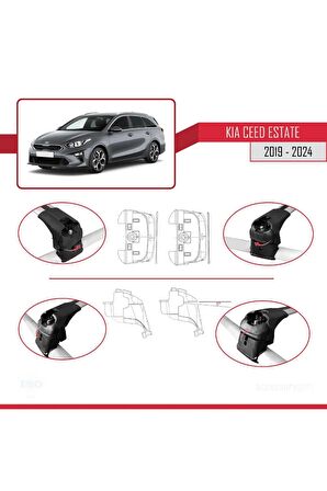 Kia Ceed  SW 2019 ve Sonrası ile uyumlu ACE-2 Ara Atkı Tavan Barı GRİ