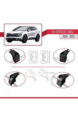 Kia SPORTAGE 2022 2023 2024  (SUNROOFSUZ) ile uyumlu ACE-2 Ara Atkı Tavan Barı GRİ