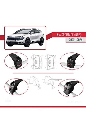 Kia SPORTAGE 2022 2023 2024 (SUNROOFSUZ) ile uyumlu ACE-2 Ara Atkı Tavan Barı SİYAH