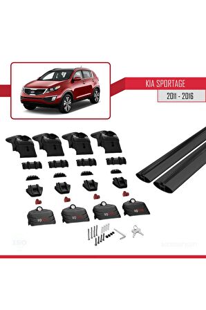 Kia Sportage (SL) 2011-2016 Arası Ile Uyumlu Ace-2 Ara Atkı Tavan Barı Siyah