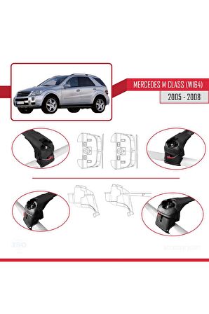Mercedes M Class (W164) 2005-2008 Arası ile uyumlu ACE-2 Ara Atkı Tavan Barı SİYAH