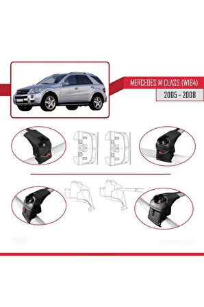 Mercedes M Class W164 2005-2008 Arası ile uyumlu ACE-2 Ara Atkı Tavan Barı GRİ