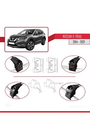 Nissan X-Trail  2014-2021 Arası ile uyumlu ACE-2 Ara Atkı Tavan Barı GRİ