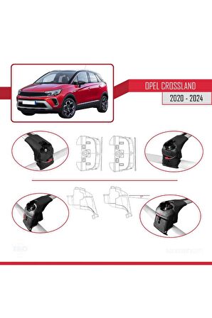 Opel CROSSLAND 2020 ve Sonrası ile uyumlu ACE-2 Ara Atkı Tavan Barı GRİ