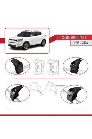 Ssangyong TIVOLI 2015 ve Sonrası ile uyumlu ACE-2 Ara Atkı Tavan Barı GRİ
