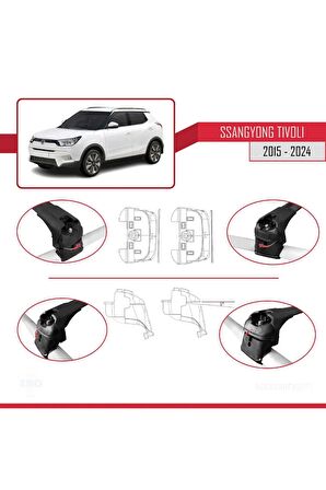 Ssangyong TIVOLI 2015 ve Sonrası ile uyumlu ACE-2 Ara Atkı Tavan Barı SİYAH