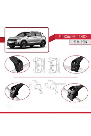 Volkswagen T-CROSS  2019 ve Sonrası ile uyumlu ACE-2 Ara Atkı Tavan Barı SİYAH