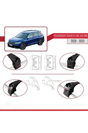 Volkswagen TIGUAN R-LINE  2020-2023 Arası ile uyumlu ACE-2 Ara Atkı Tavan Barı SİYAH