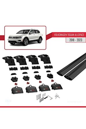 Volkswagen Tiguan ALLSPACE 2018-2023 Arası ile uyumlu ACE-2 Ara Atkı Tavan Barı SİYAH