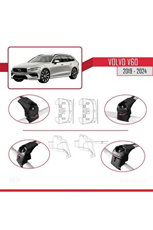 Volvo V60 2019 ve Sonrası ile uyumlu ACE-2 Ara Atkı Tavan Barı GRİ