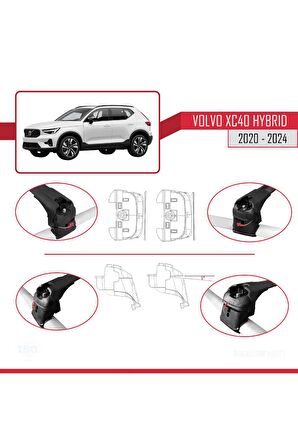 Volvo XC40 (Hybrid) 2020 ve Sonrası ile uyumlu ACE-2 Ara Atkı Tavan Barı SİYAH