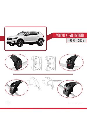 Volvo XC40 (Hybrid) 2020 ve Sonrası ile uyumlu ACE-2 Ara Atkı Tavan Barı GRİ