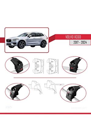 Volvo XC60 2017 ve Sonrası ile uyumlu ACE-2 Ara Atkı Tavan Barı GRİ