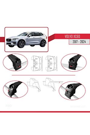 Volvo XC60 2017 ve Sonrası ile uyumlu ACE-2 Ara Atkı Tavan Barı SİYAH
