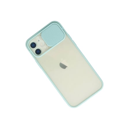 Apple İphone 12 Kılıf Palm Buzlu Kamera Sürgülü Silikon - Turkuaz iegxx