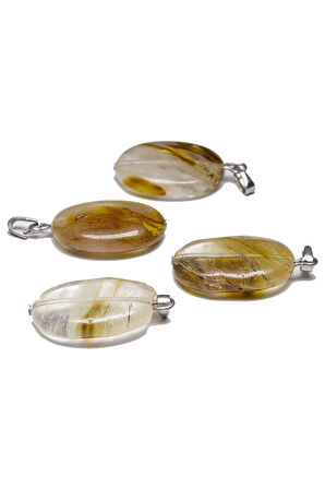 Sertifikalı Doğal Renkli Kuvars Taşı Kolye (gümüş Aparat) Doğal Renkler 45 cm