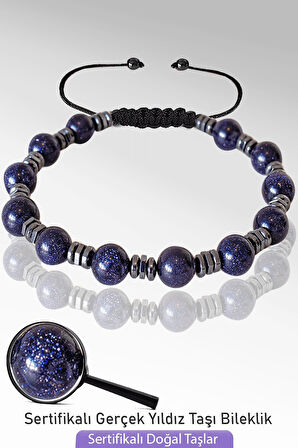 Sertifikalı Mavi Yıldız Taşı Doğal Taş Bileklik