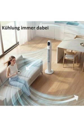 45W Kule Tipi Vantilatör Uzaktan Kumandalı, Dokunmatik LED Ekranlı, 3 Modlu Sessiz Vantilatör
