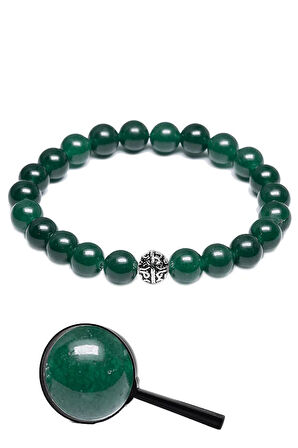 Sertifikalı Gümüş Aparatlı Doğal Nefrit Yeşimi Doğal Taş Bileklik