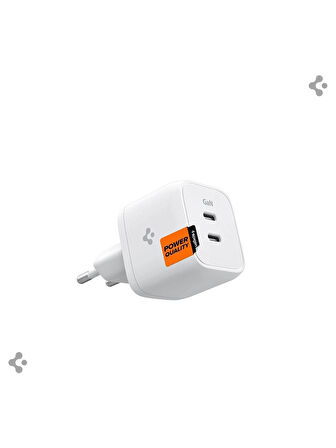  Spigen 35W USB-C 2 Port Mini Hızlı Şarj Aleti Samsung PPS / Isı Düşürücü GaN Destekli Akım Korumalı Güç Adaptörü iPhone & Android & iPad & MacBook Type-C 