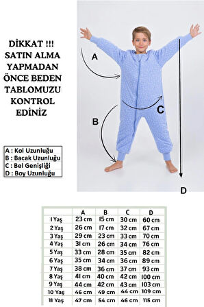 Erkek Çocuk Uyku Tulumu Kalın Elyaf Dolgulu Premium Kalite 2.5 Tog 