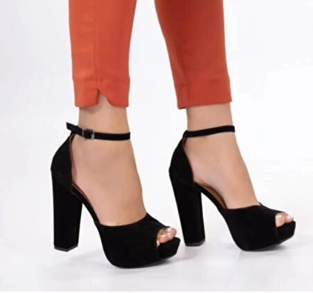 KADIN ABİYE SÜET TEK YÜZ PLATFORM BİLEKDEN BAĞLAMALI AYAKKABI