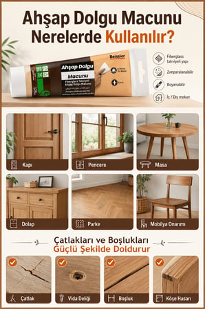 Açık Ceviz Renk Ahşap Parke Tamir Macunu Mobilya Masa Dolgu Çatlak Çizik Giderici 125 ML