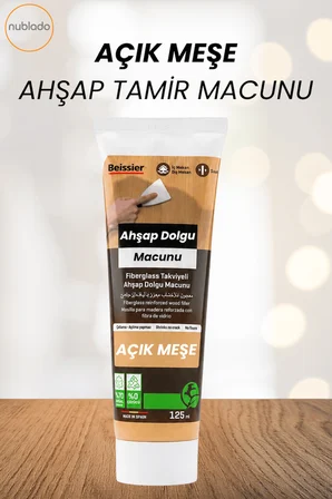 4'lü Açık Meşe Ahşap ve Duvar Tamir Seti 125 Ml Dolgu Macunu 2 Adet Plastik Spatula 1 Kübik Zımpara