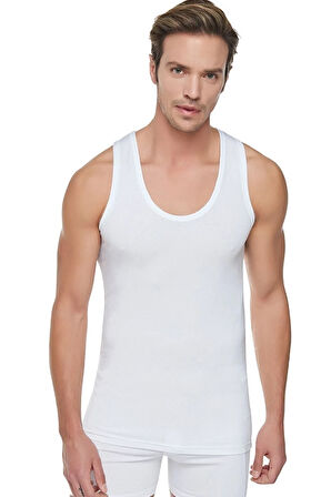 Erkek Beyaz 6'lı Paket Ribana Klasik Atlet