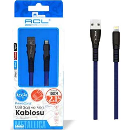 ACL ACK-41 LİGHTNİNG 3.1A USB ŞARJ&VERİ KABLOSU 1MT Siyah