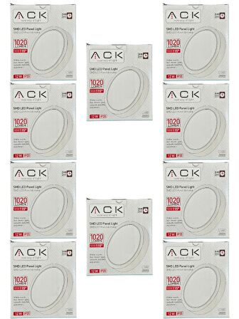 Ack 12W 6500K (Beyaz Işık) Sıva Üstü Led Armatür (10 Adet)